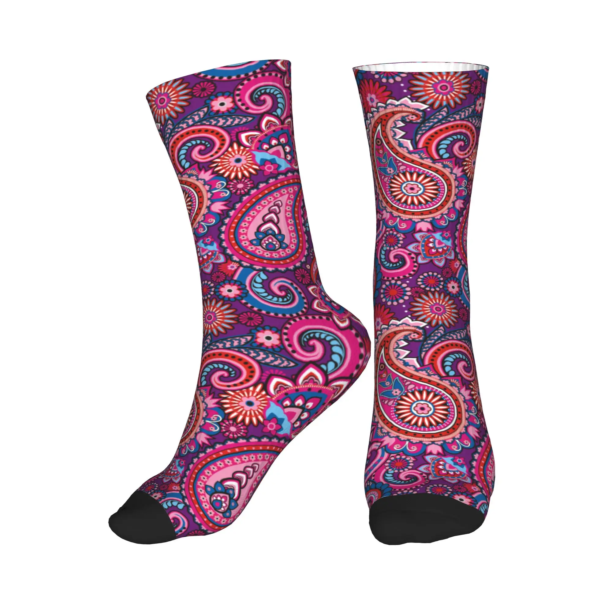 

Cool Printed Ethnic Bohemia Style Paisley Bandana Socks for Men Women Stretch Summer Autumn Winter Crew Socks