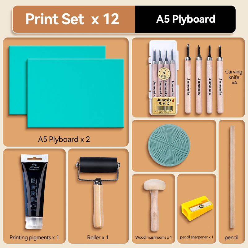 3mm Soft Carving Rubber Block Printmaking Stempel Blokken Kit Vel A3/A4/A5 Drukplaat Plaat Maken Linoleum Art Starter Tool