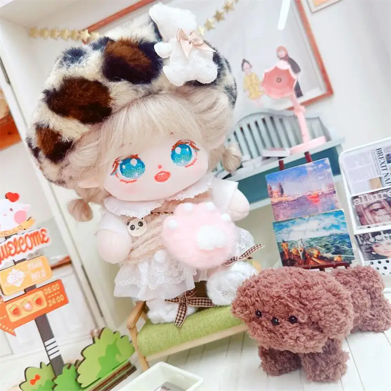 

5Pcs Kawaii Fluffy Hat Shirt Suit Plush Idol Doll Cute Stuffed Fat Body Cotton No Attributes Doll for 20cm DIY Clothes Accessory