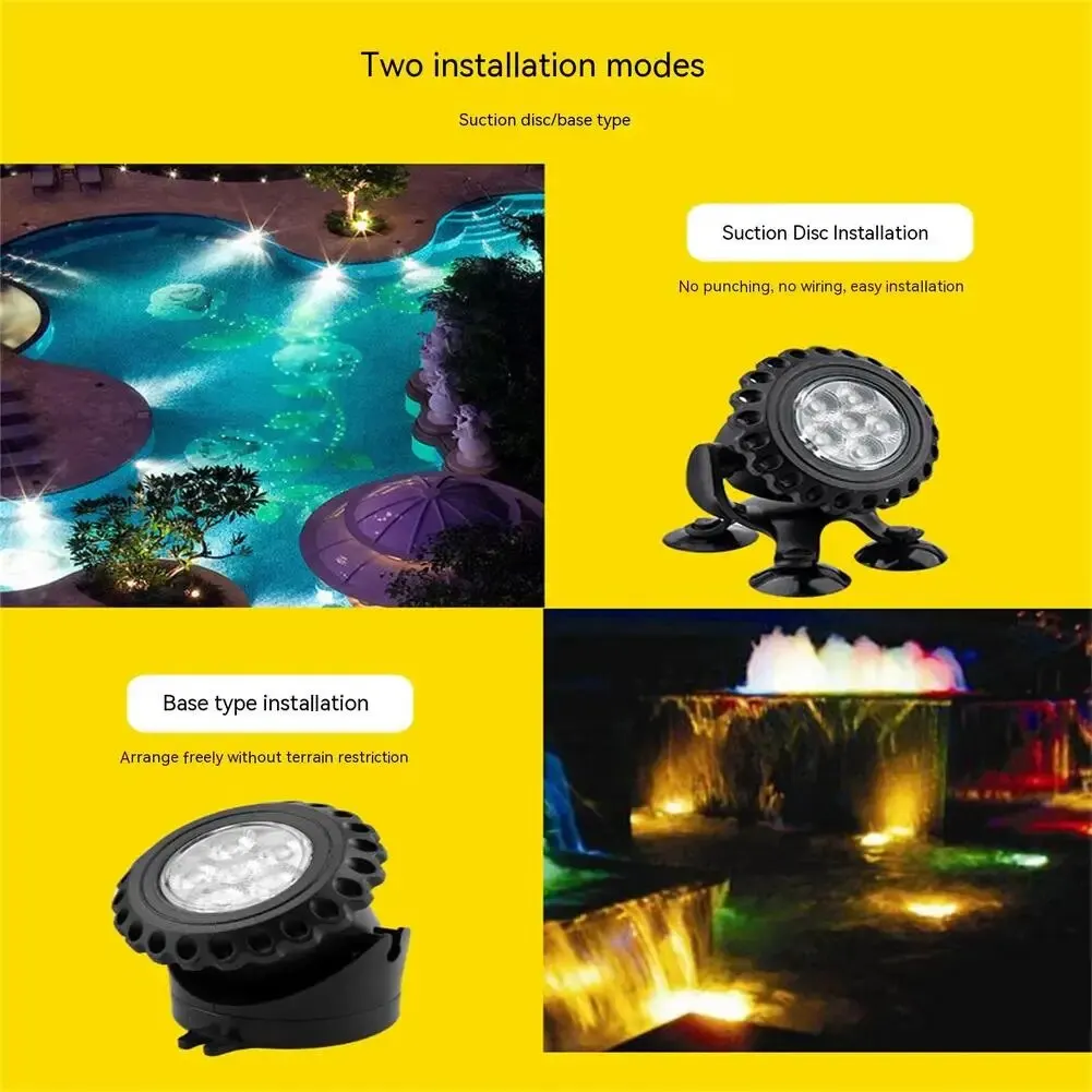 5.5v/3w Colorful Solar Underwater Lights 2000mah Battery High Brightness Fish Tank Lights With Suction Cups