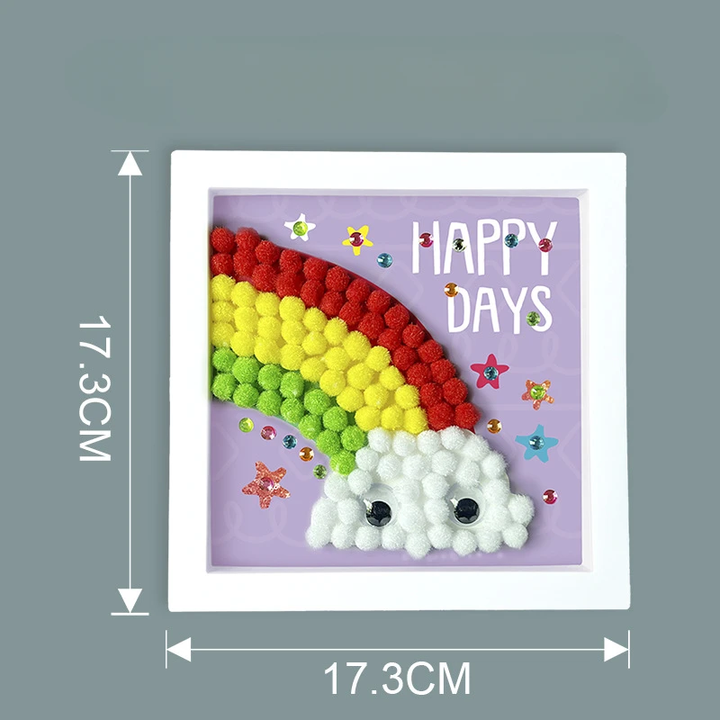 DIY Kids Hairball Photo Frame Painting Handmade Materials Toys Early Education Parent-child Creativity Paste Kindergarten Gifts