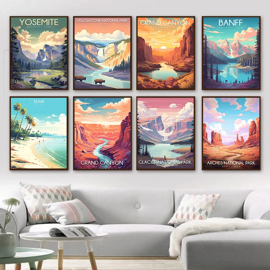 الحديقة الوطنية السفر ملصق و قماش الطباعة ، جدار الفن ، صورة للمنزل ، ديكور الغرفة ، الأمازون ، الغابات المطيرة ، الأراضي الوعرة ، وادي الموت #2