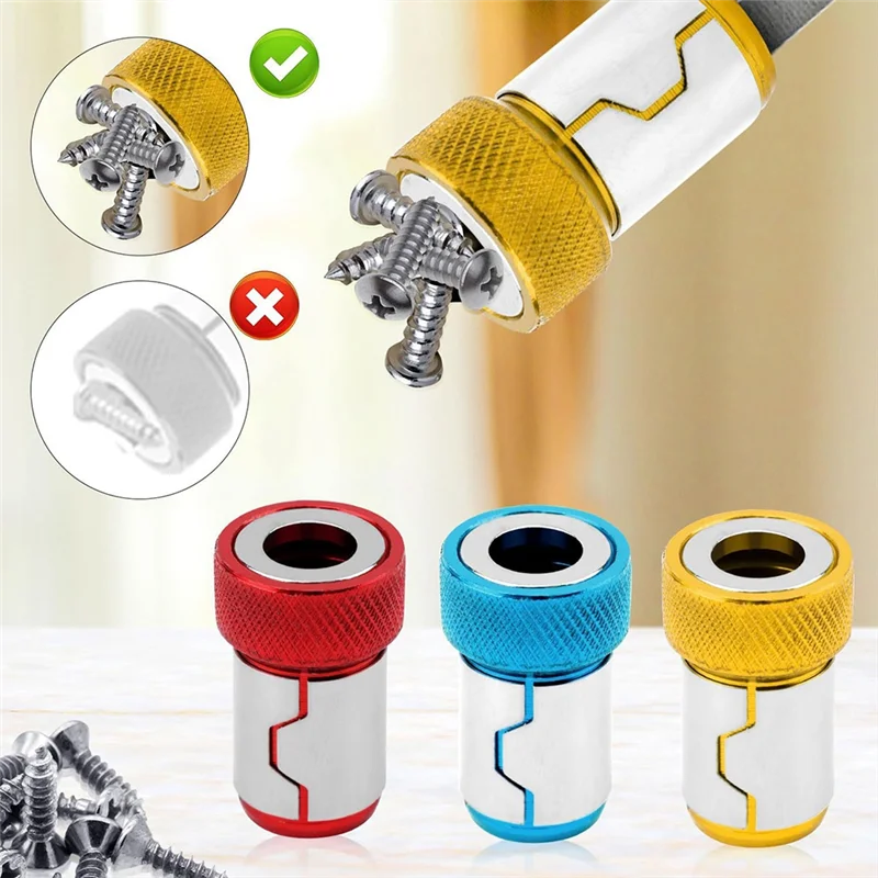 

N84R 6Pcs Screw Ring Holder Set With 6Pcs Magnetizer, Magnetic Screwdriver Ring For 1/4 Inch Hex Screwdriver & Power Bits