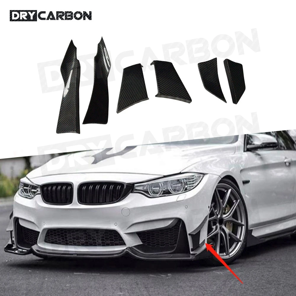 

Carbon Fiber Front Bumper Side Candards Fins Splitters Spoiler Car Styling Accessories For BMW F80 M3 F82 F83 M4 2014-2017 FRP