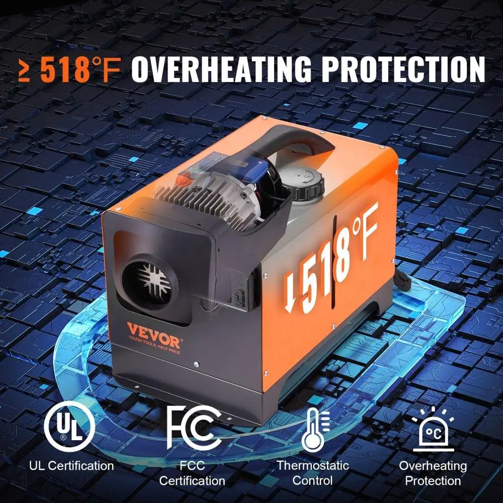 Aquecedor de ar diesel 12V 8KW Bluetooth App LCD para carro RV interno