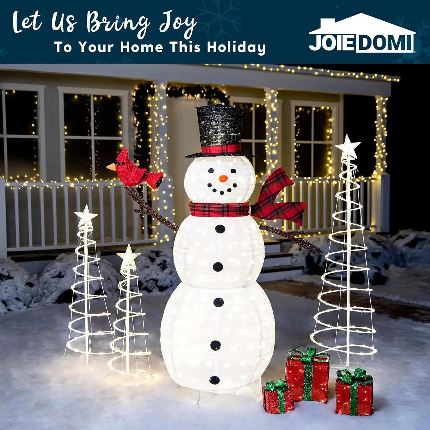 JOYFY Lot de 3 lumières d'arbre de Noël en spirale 218 LED Arbre éclairé extérieur pour décorations de Noël Cour Décor de nuit de réveillon de Noël