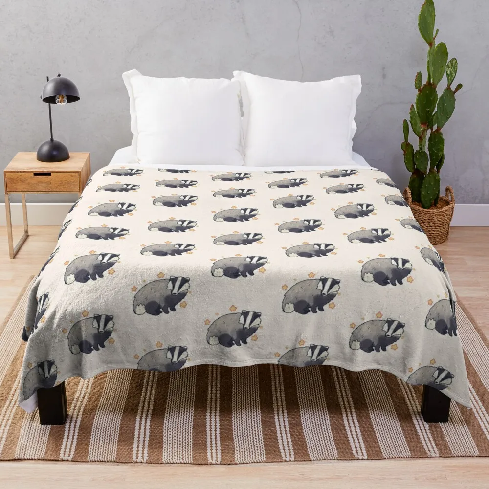 

badger with stars Throw Blanket blankets ands Fashion Sofas Winter beds Blankets