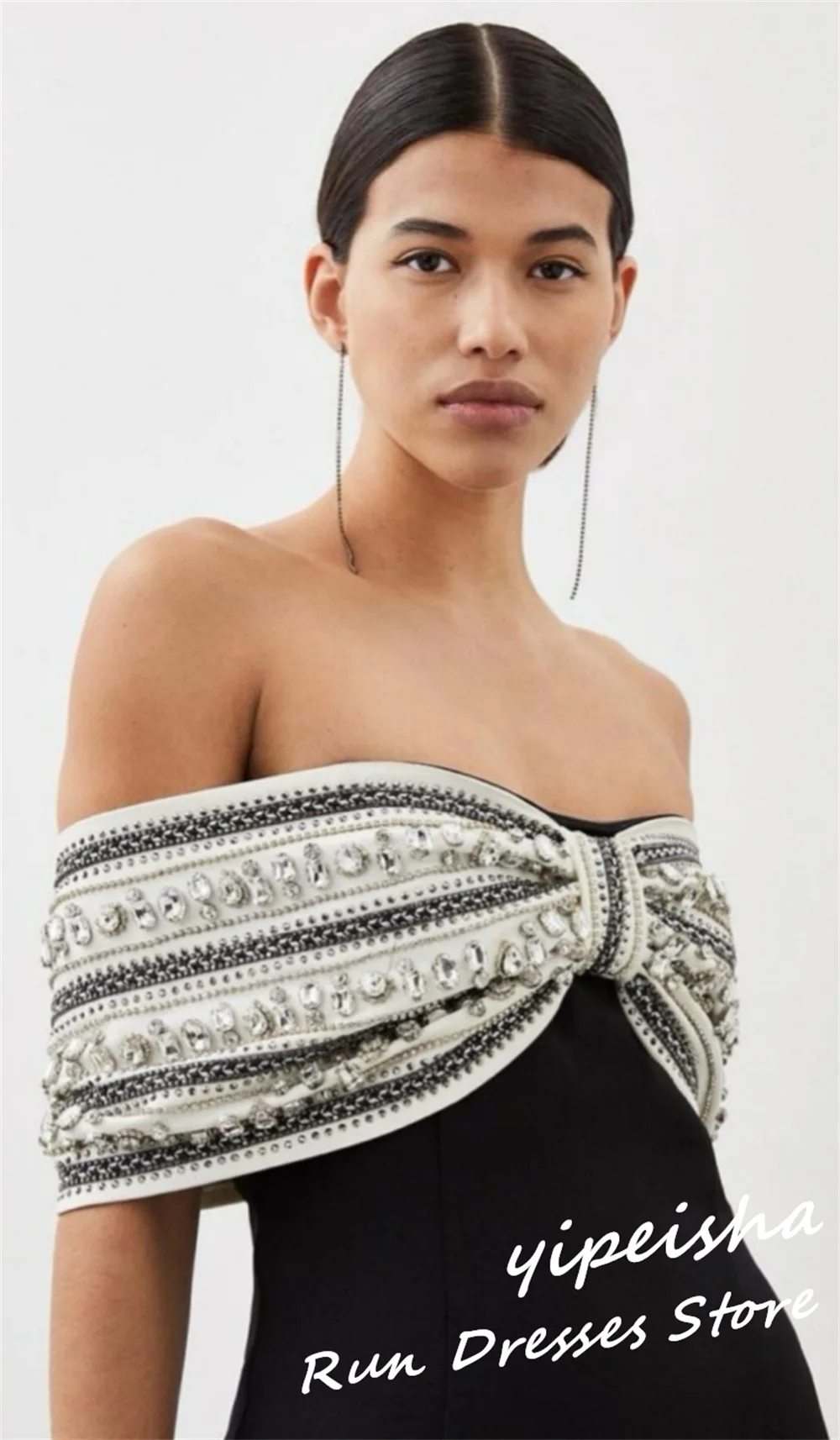 Egyéni Választékos off-the-shoulder Hableány anke Hossz Quinceañera dresses strasszos Hajóorr S Alaki funda Bor színe فستان سهرة نس