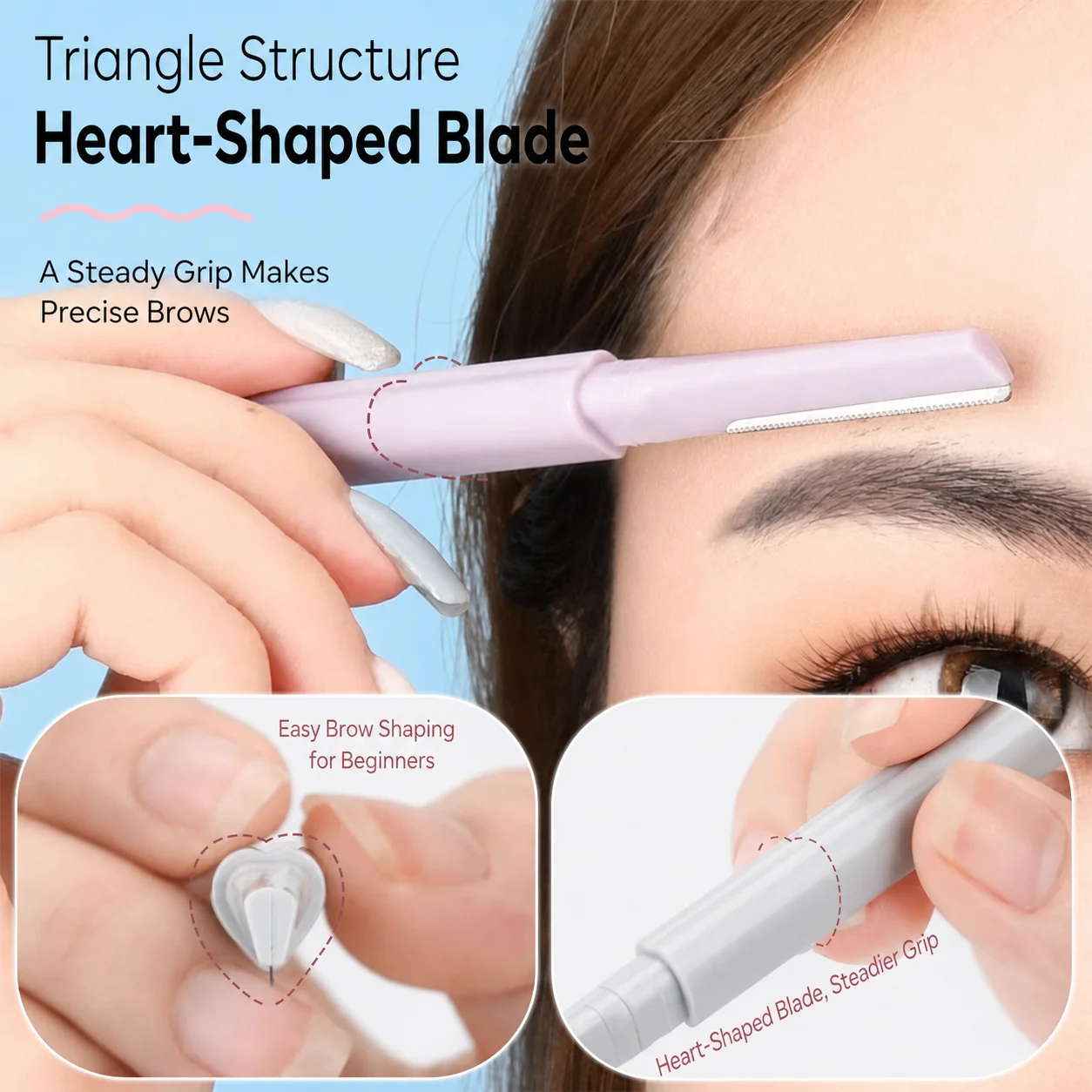 Eyebrow Trimmer Portable Brow Shaping Tool Eyebrow Grooming Tool Comfortable Grip Micro Protective Mesh Blade For Home Use