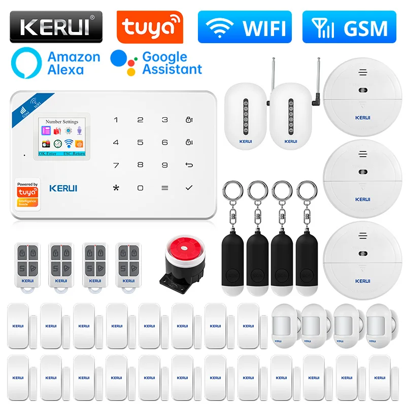 

KERUI W181 Security Alarm with Door Sensor WIFI GSM Alarm System for Home Wireless Alarm Support Alexa Tuya Smart APP Control