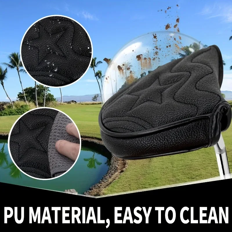 قطعة واحدة من غطاء رأس نادي الجولف بتصميم على شكل نجمة سوداء - غطاء حماية متين، أنيق وعملي، إكسسوارات جولف