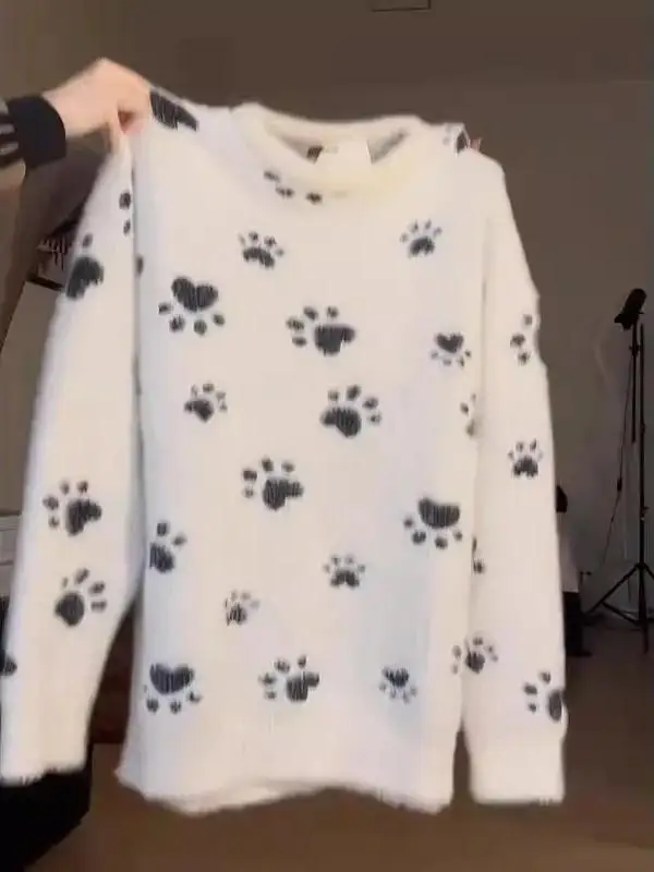 여성용 밍크 퍼가 달린 티엔드 울 니트 스웨터 따뜻한 투톤 라운드 넥 롱 스웨터 캐주얼 스타일 가을용