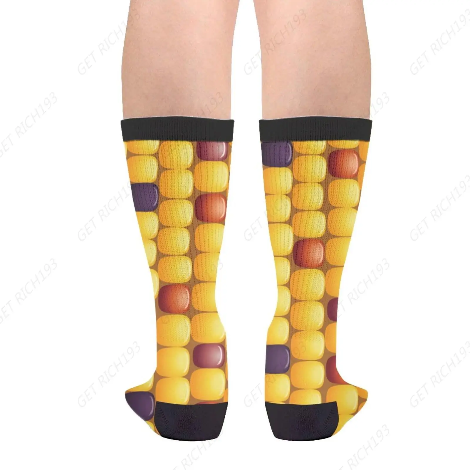 Natural Food Vegetable Delicious Colorful Sweet Corn Cob Kernels Casual Funny Funky Novelty Socks For Men Women