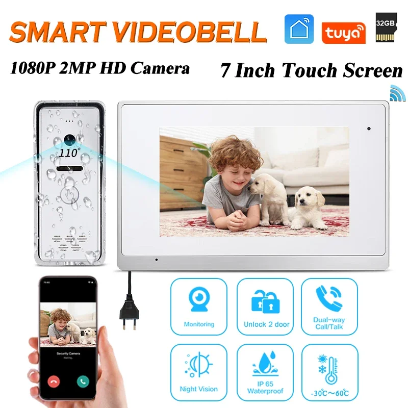 

Ready To Ship Popular Villa Kit Video Door Phone With Wifi 4 Apartments Ip/Tcp Wireless Intercoms 7" Lcd Poe Android Ips