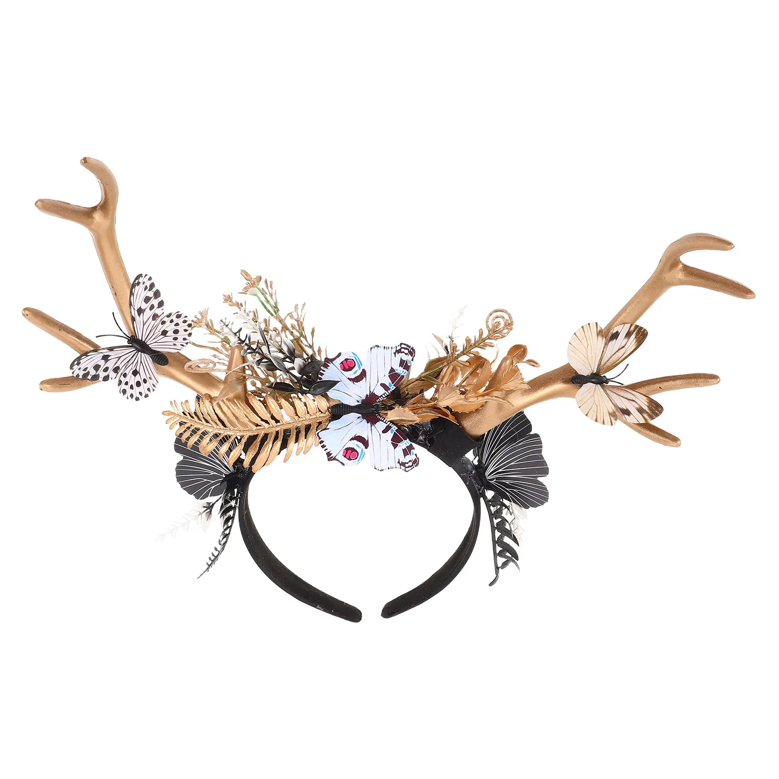 

Butterfly Floral Antler Headband Festive Holiday Party Accessory for Christmas Halloween Cosplay Reindeer Headpiece Women Girls