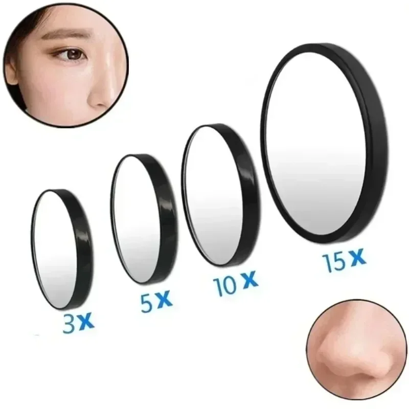 Miroir grossissant rond 5x 10x 15x, ventouse, miroir de maquillage de salle de bains, loupe Portable pour l'élimination des points noirs pour cosmétiques