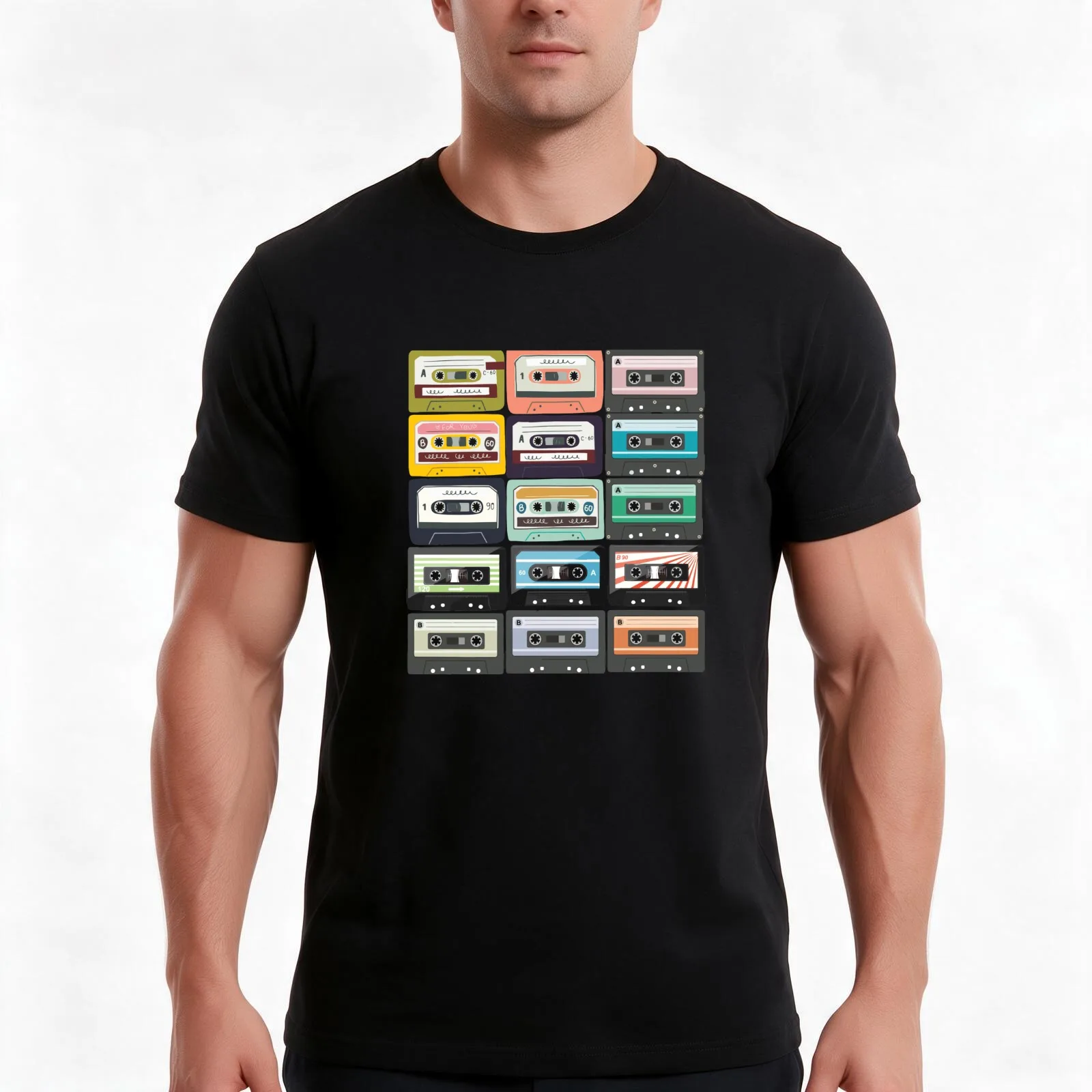 Casette Tape Mixtape Retro product T-Shirt Summer Casual Cotton Tee Oversized Streetwear Tops Vintage Graphic Print