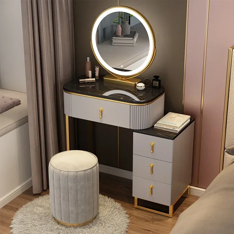 Makeup Dressing Tables with Mirror Small Apartment Makeup Table Bedside Storage Cabinet Dressers Vanity Desk Bedroom Furniture