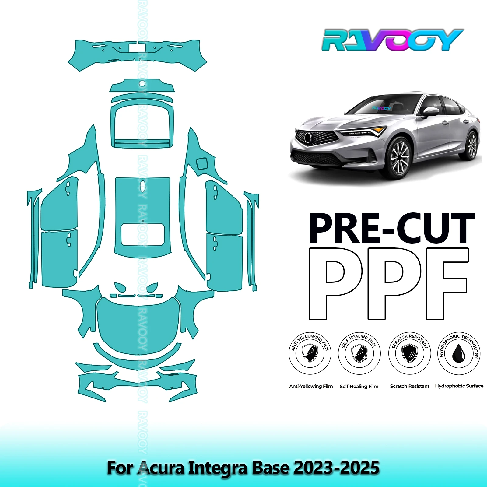 RAVOOY 8.5Mil Custom-Fit Precut TPU PPF Full Vehicle Clear Bra Stone Guard EU UK For Acura Integra Base 2023-2026
