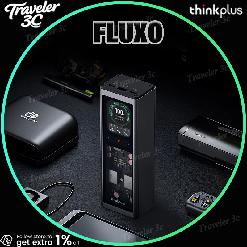 Ventas LE Thinkplus FLUXO Series 20000mAh Power Bank PD140W/125W carga rápida con pantalla TFT a Color de 2,01 pulgadas para teléfonos portátiles