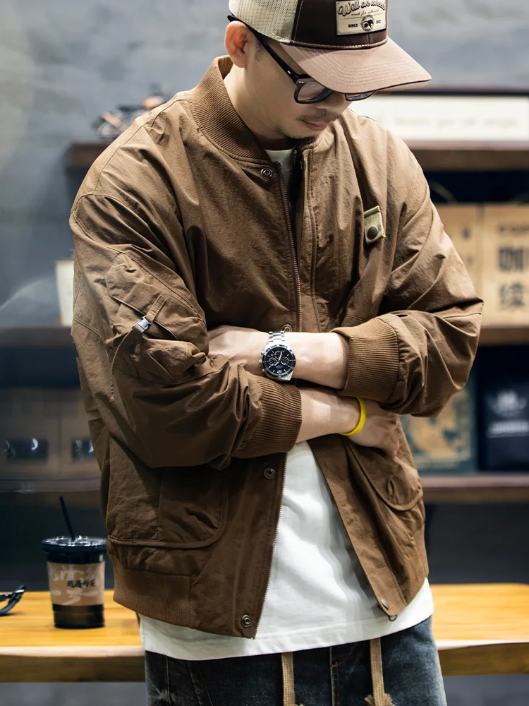 Loose American Retro Pilot Jacket Men's Large Size Baseball Collar Multi-Pocket Casual Workwear Outerwear Youth Trend