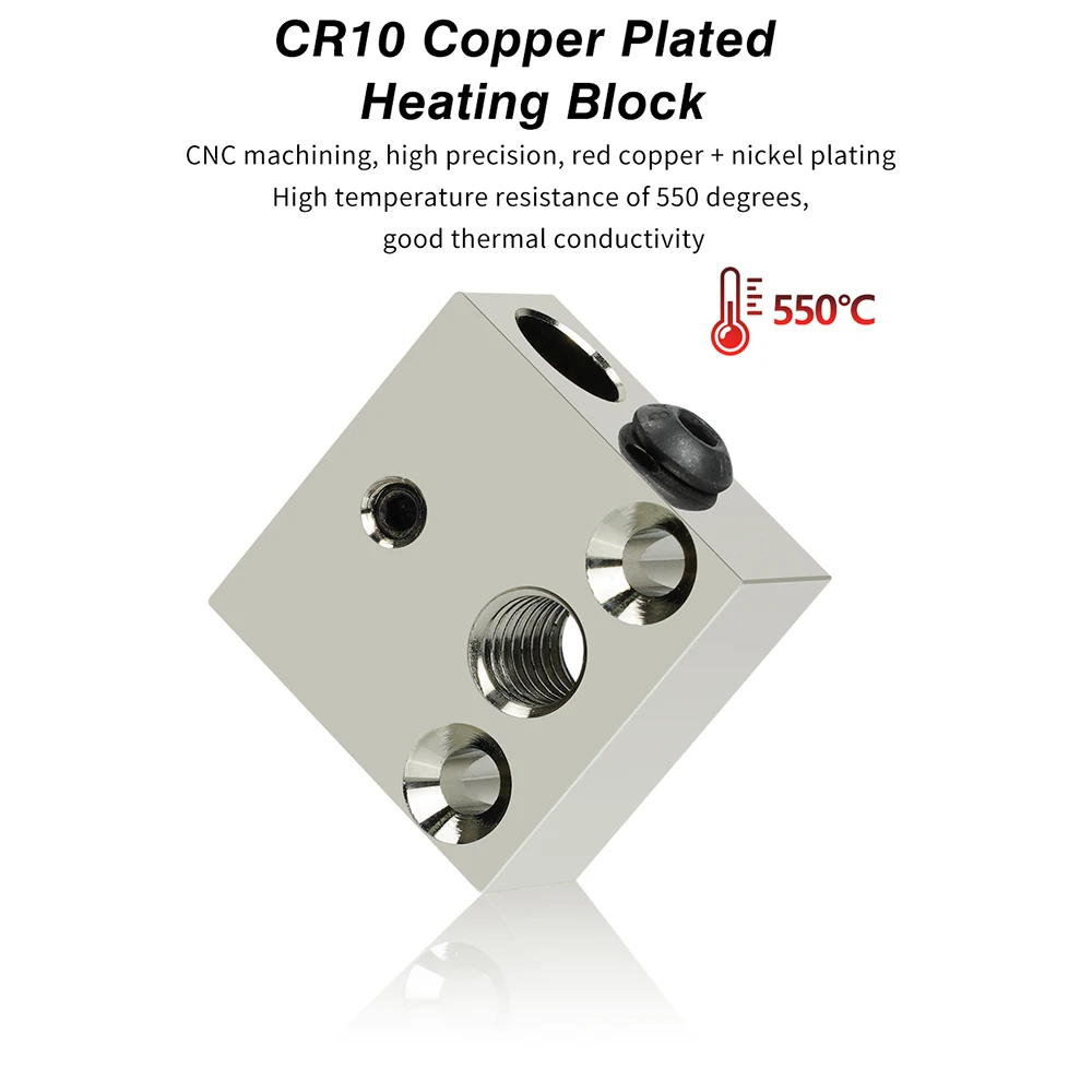 

1pc CR10 Heated Block Swiss Heatblock CR10 Copper Plated Heating Block 3D Printer Parts For Ender 3 5 CR10S Heatblocks