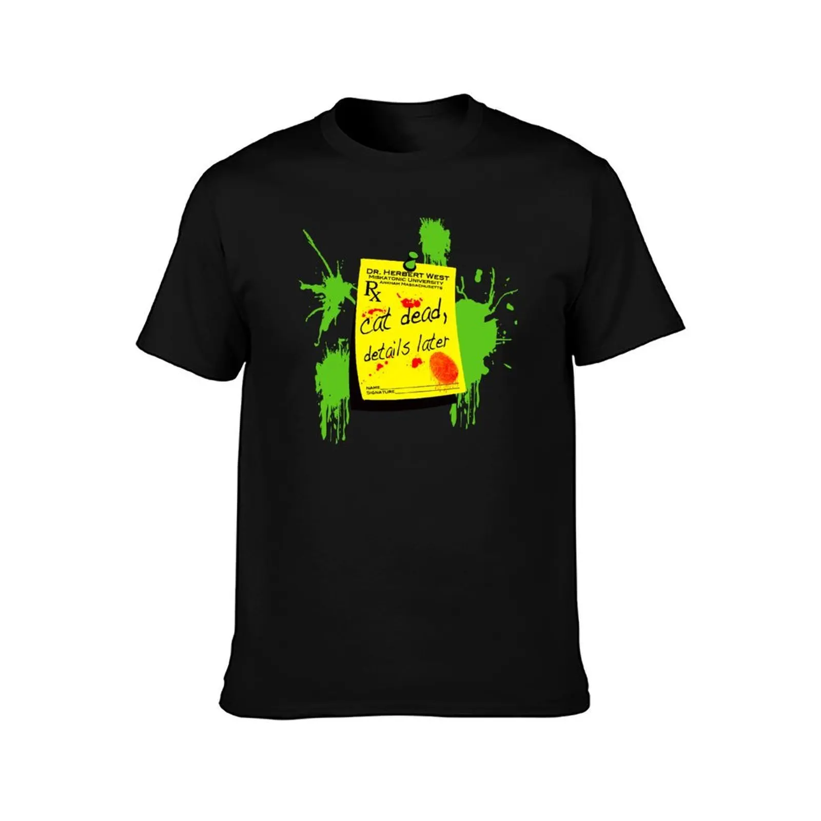 ReAnimator Cat Dead, Details Later T-Shirt, Summer Casual Cotton Tee, Oversized Streetwear Tops, Vintage Graphic Print