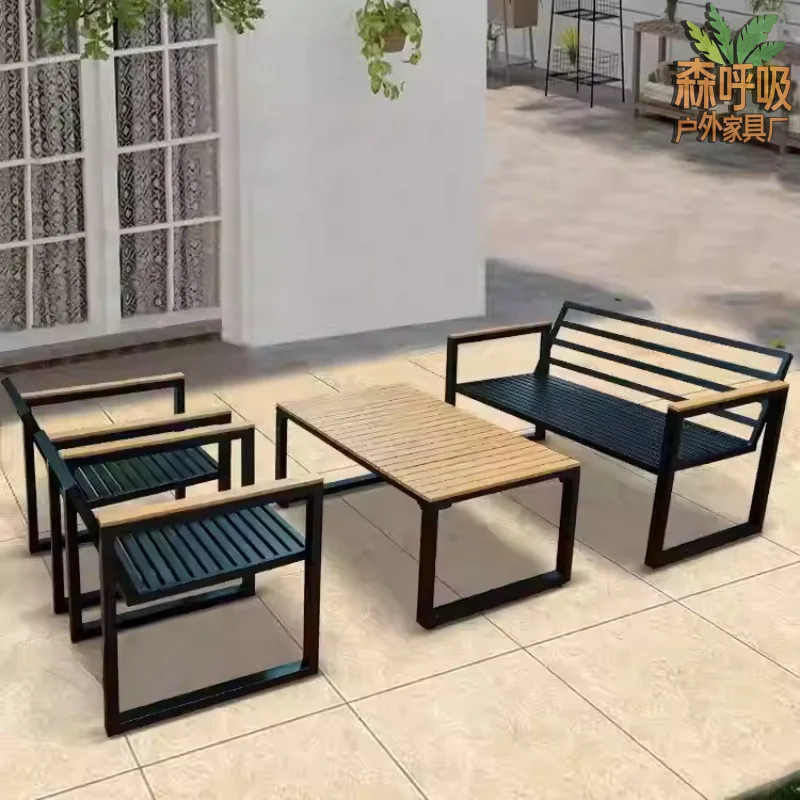 

Outdoor table and chair combination set, sofa without seat cushion, waterproof and sunscreen, courtyard community garden galvani
