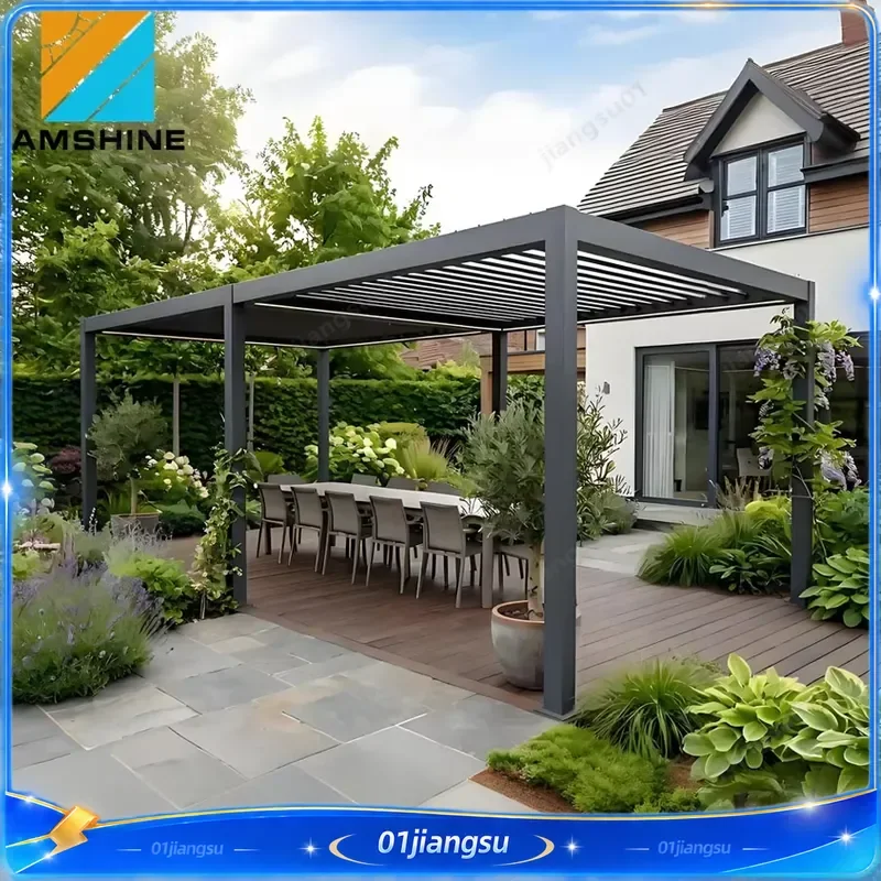 Modern Motorized Aluminum Pergola Kit Waterproof Outdoor Garden Gazebo for Deck Patio Canopy Shade Structure Heavy Duty