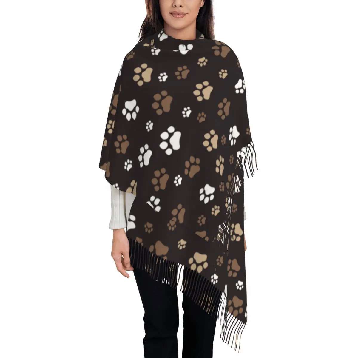 Custom Printed Animal Footprint Dog Paw Prints Scarf Women Men Winter Fall Warm Scarves Shawls Wraps