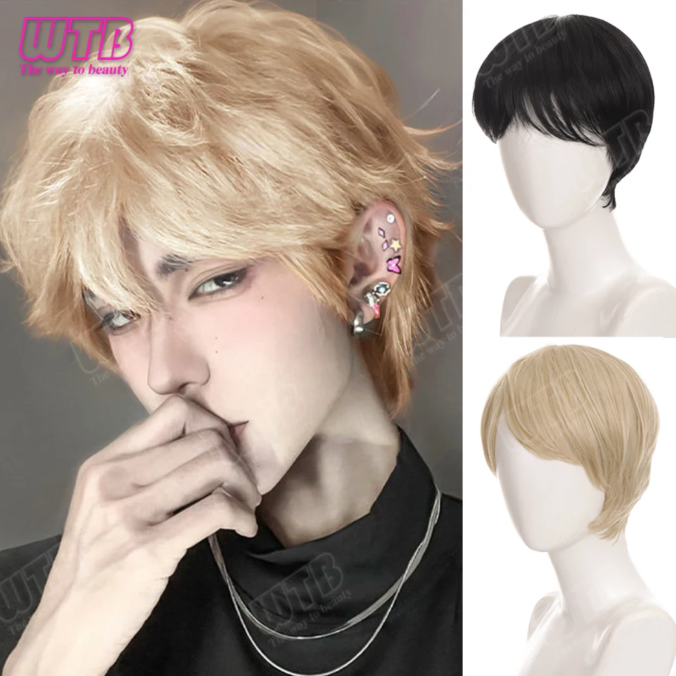 

WTB Short Straight Synthetic Wig Volumizing Straight Short Wig Unisex Suitable for Everyday Wear Holidays and Cosplay