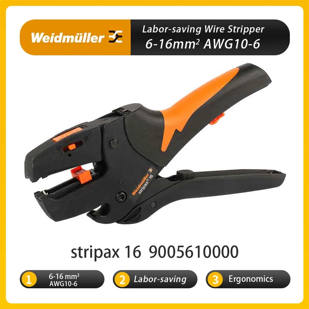 WEIDMULLER Stripax 16 9005610000 Wire Stripper( 6 to 16.0mm²) AWG 10 to 6 (Hard wires do not apply)