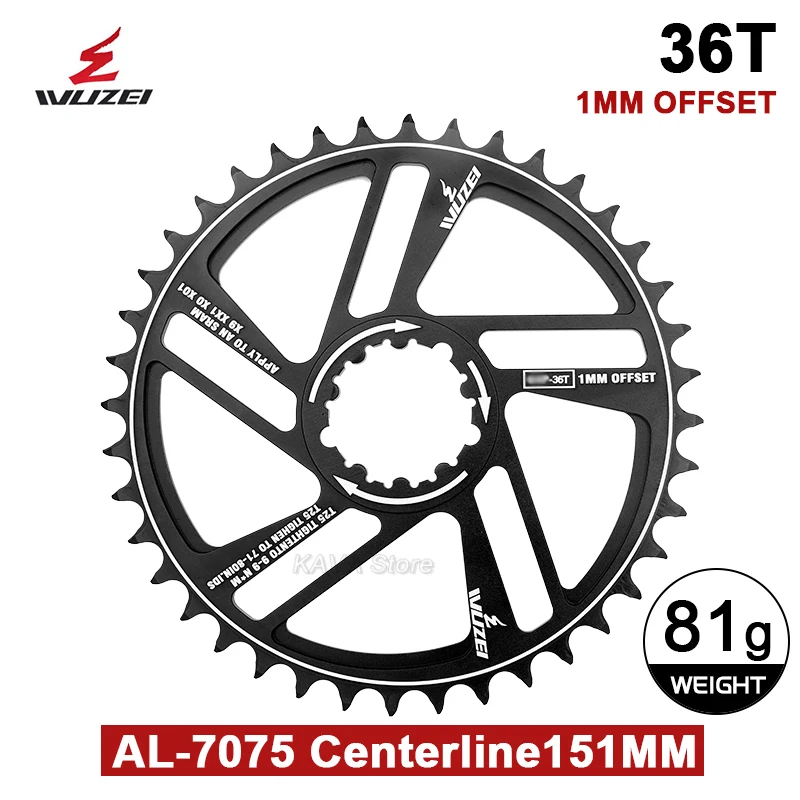 WUZEI MTB 3 Bolt Chainring 30T 32T 34T 36T 38T 40T 42T Offset 1mm/3mm/6mm CNC Sprocket for Sram 11/12S NX XX XO GX GXP11