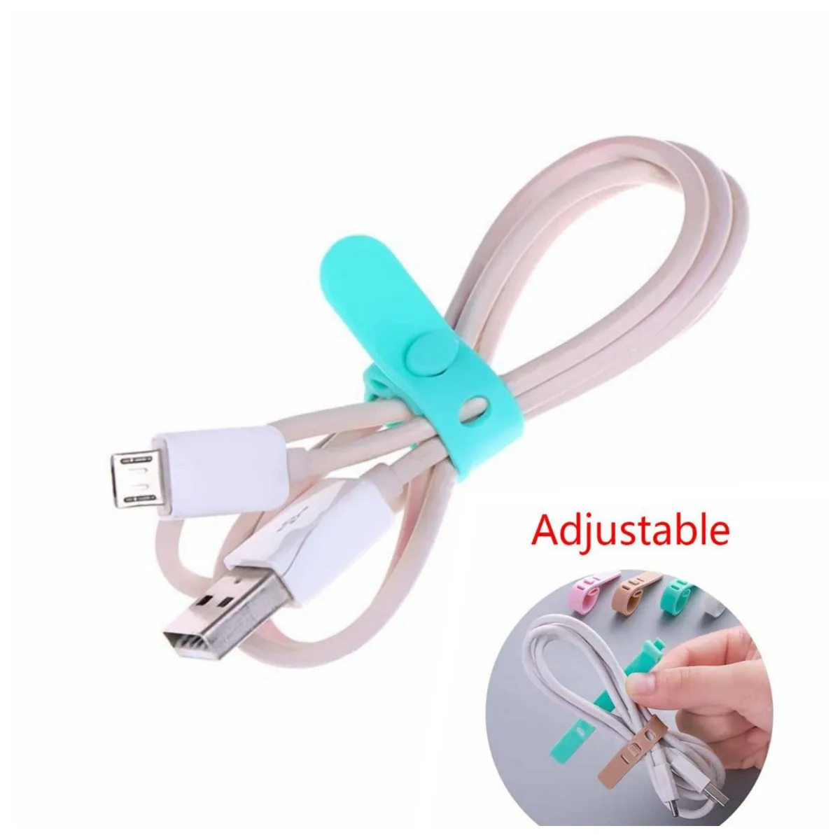 5pcs Cable Organizer Ties Clip Charger Cord Management Silicone Wire Manager Mouse Earphone Holder Data Line Winder Straps