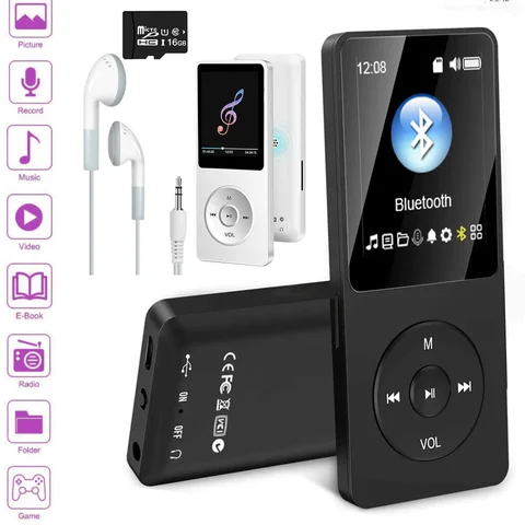 휴대용 블루투스 MP3 플레이어 HIFI 음악 스피커 MP4 미디어 FM 라디오 레코더 USB 충전 포켓 스포츠 러닝 음악 재생