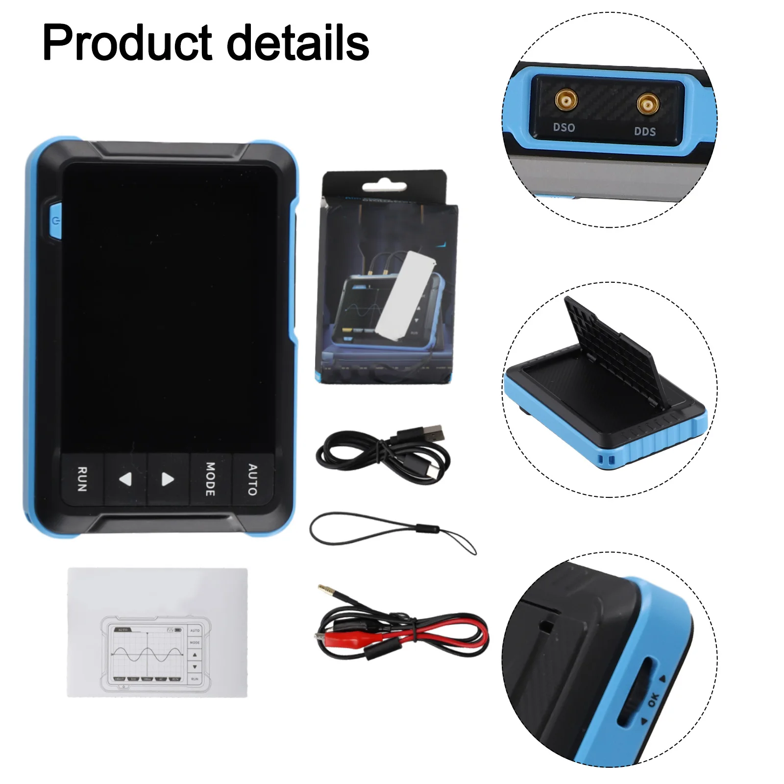 

Signal Generator Digital Oscilloscope Portable Small USB Charging 0-10KHz 1M Bandwidth 99x68.3x19.5mm For Beginner