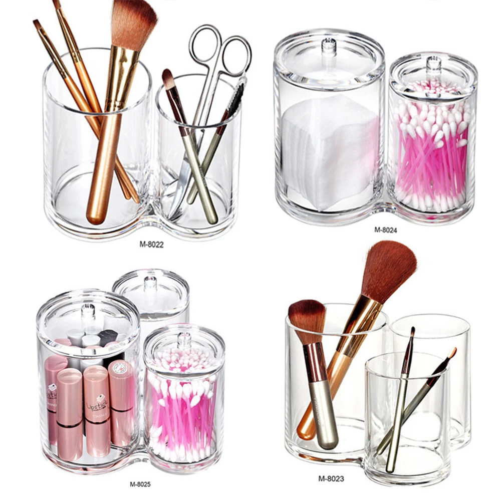 

Portable Clear Makeup Storage Box ganizer Containers for Lipsitck Brush Swab Durable Plastic Acrylic Storage