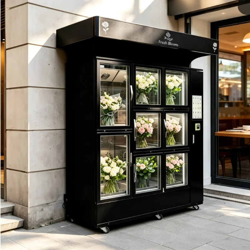 Flower Vending Machine Customized Large Storage Capacity 21.5 Inch Touch Screen Constant Temperature Refrigeration Fresh Flower