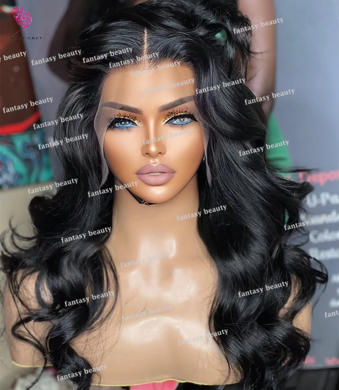 Long hair Black Body Wave Women Glueless 100 human hair wig Full Lace wig High Density Lace Wig 13 × 6 Breathable Front lace wig