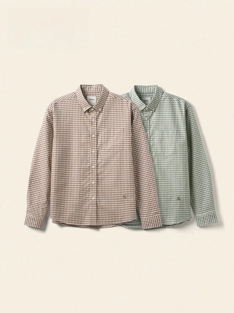 

Хлопковая рубашка SIMWOOD свободного кроя, легкая, из жидкого аммиака, для повседневной носки, в клетку, молодежная мода, 100% хлопок, осенняя одежда