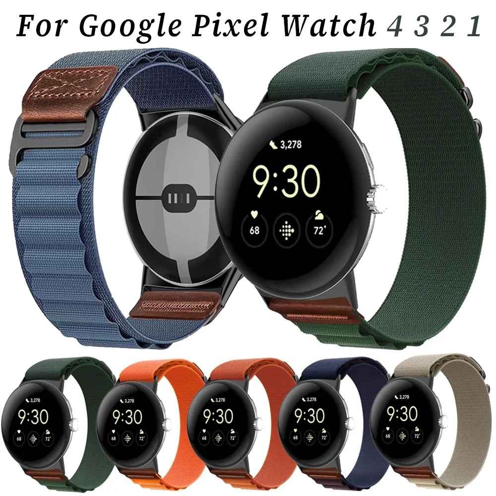 Alpine Nylon+Lederarmband für Google Pixel Watch 4 3 45mm 41mm Original atmungsaktives Armband Google Pixel Watch 3 2 1