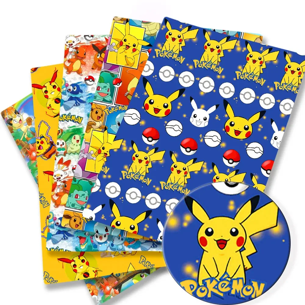 Pokemon Cartoon Fabric140*50cm Handmade Sewing Patchwork Quilting Baby Dress Home Sheet Printed Fabric Fabric Sewing Kids