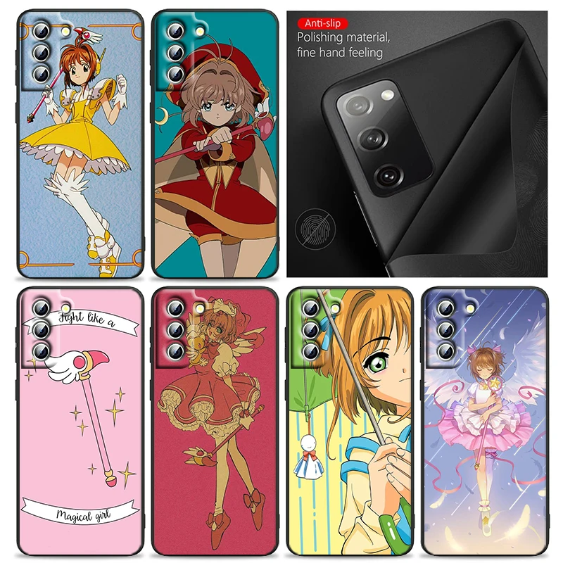 Anime Cardcaptor Sakura Cute Phone Case For Samsung S24 S23 S22 S21 S20 FE S10 S10e Ultra Plus Lite Black Soft Cover