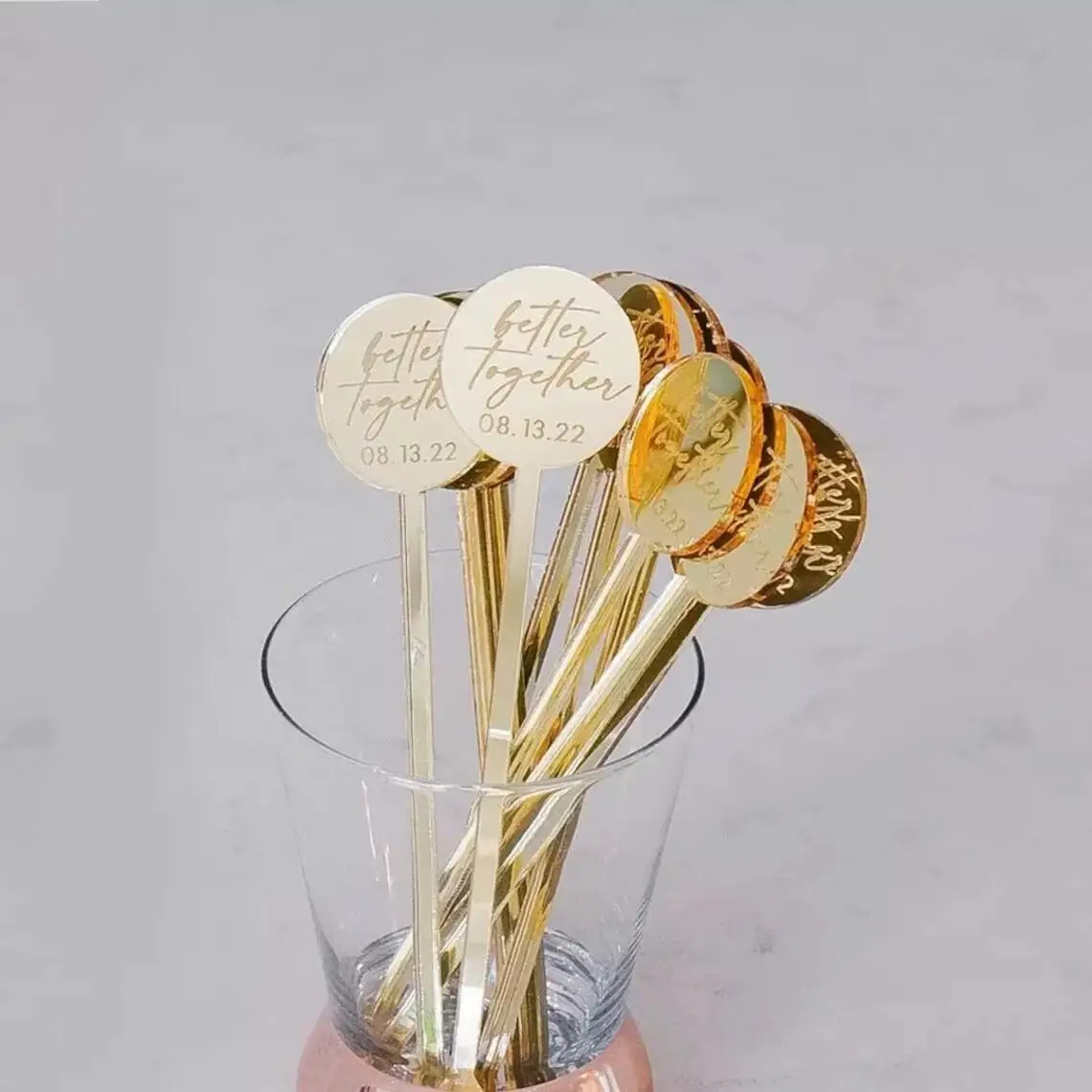 

18pcs Personalised Round Drink Stirrers Wedding Decorations Bachelorette Party Cocktail Stirrer Baby Shower Swizzle Decorations
