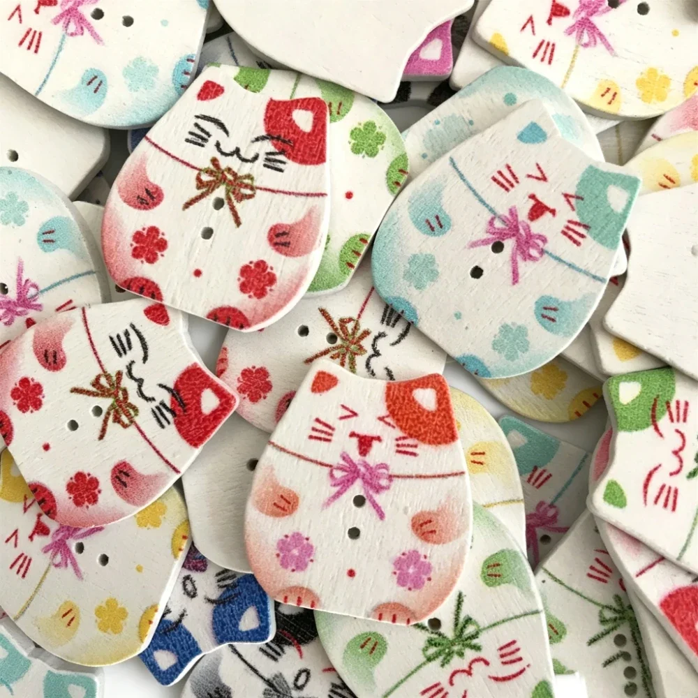 200PCS 25MM Cartoon Buttons for Kids,Sewing Accessories,Garment Buttons or Home Decoration Puppy Shape Wooden Buttons