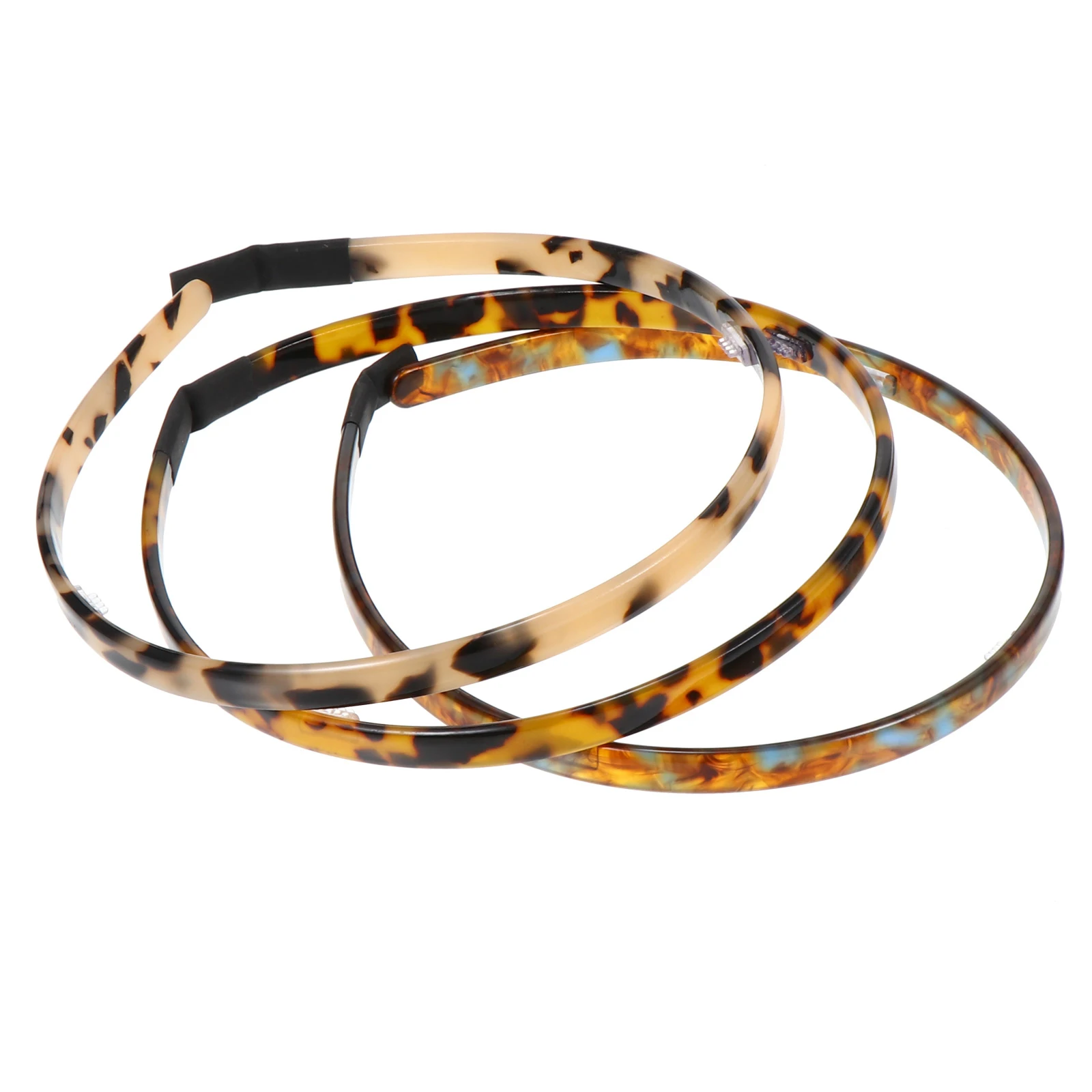 

3Pcs Tortoiseshell Acetate Headbands Thin Non-Slip Hairbands Durable Friendly Hair Hoops Compact Size Suitable for Shower