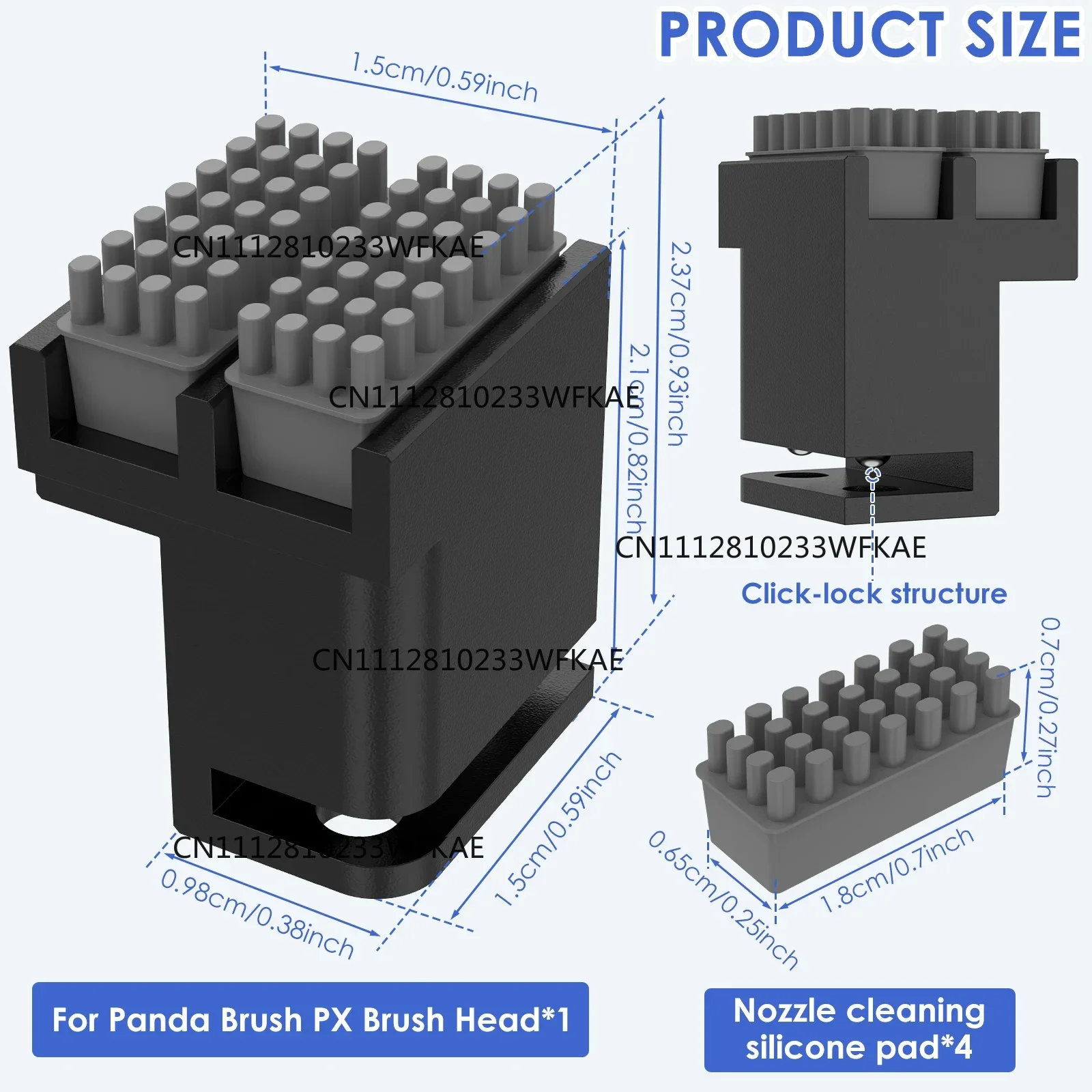 3D Printer Silicone Brush Nozzle Wiper for Bambu-Lab P1P/P1S/X1/X1C/X1E 3D Printers Nozzle Cleaning Kit, Silicone Brush Wiper