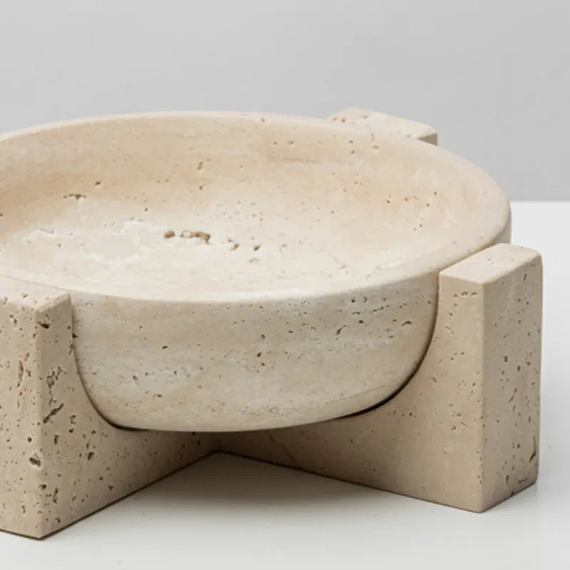 【Natural】Simple Modern Creative Yellow Cave Stone Fruit Plate Decorative Desktop Organizer Marble Tray Decoration