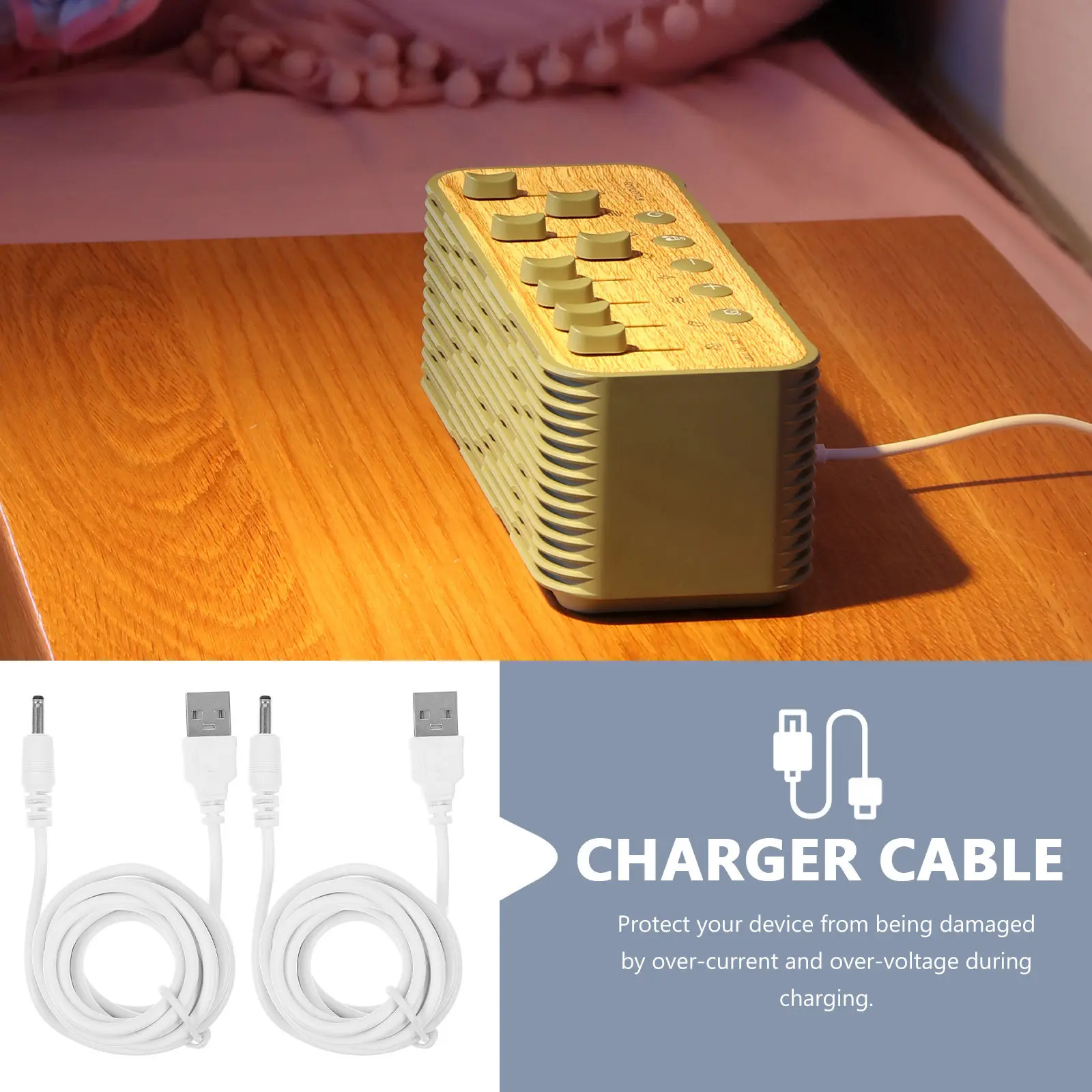 2Pcs USB to Dc Charging Cable 3.5x1.35mm Heavy Duty Rubber Jacket Copper Core Dc Power Cord for Lamp Fan Tablet Office Home