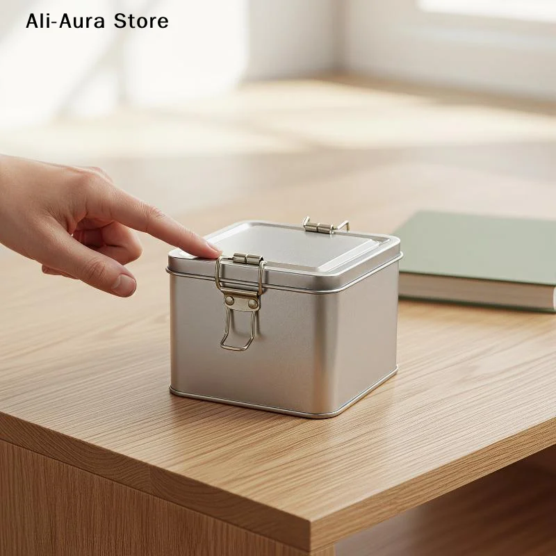 1Pcs Square Portable Metal Tin Boxes Mini Sealed Storage For Candy Pills Coin Jewelry Home Organizer